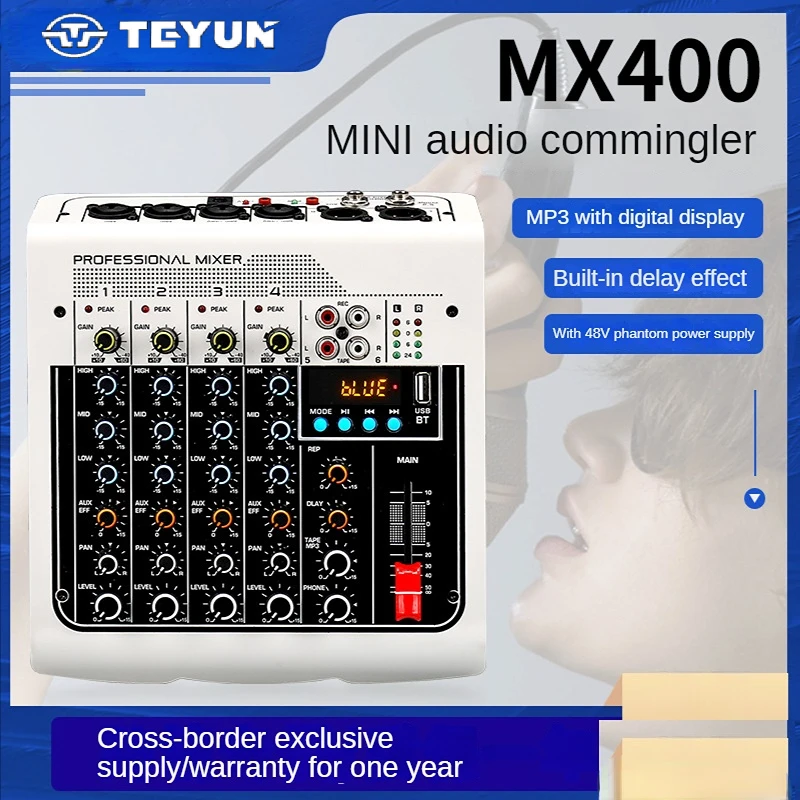 Mini mezclador puesta en escena de carretera boda USBMP3 Bluetooth MX400MIN mezclador de audio tarjeta de sonido profesional para estudio, sonido de canto