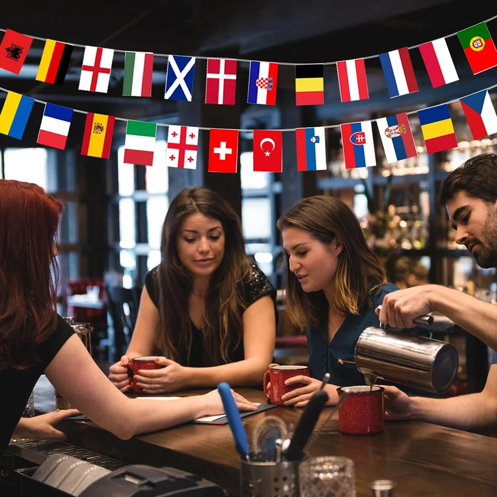 Bandera de países de Europa de 24 piezas, Bandera de país de la copa Euro, banderines de cuerda nacional, Pancarta, decoración de guirnaldas de eventos de fútbol, novedad de 2024 - imagen 3