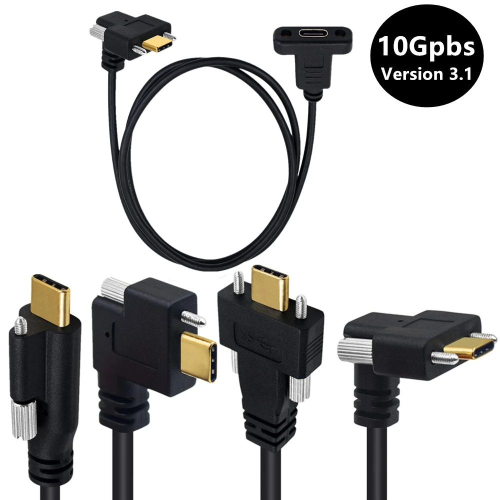 Cable Extensión USB-C Panel Macho Hembra USB 3.1 con Tornillo