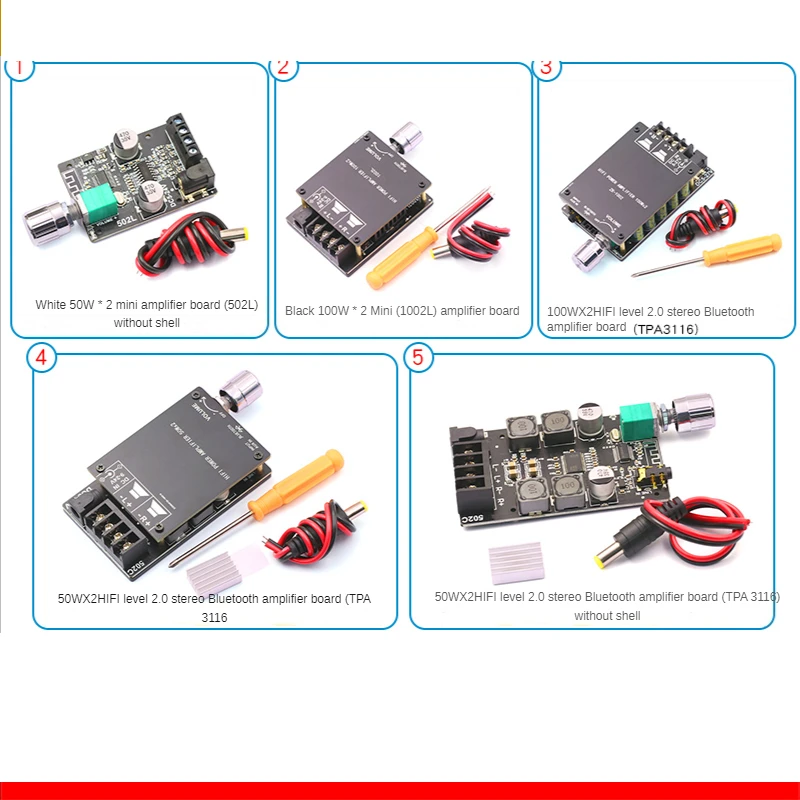 Placa amplificadora de potencia digital 2x50W 2x100WD TPA3116, módulo inalámbrico de música estéreo de doble canal para el hogar, amplificador de Audio con control de volumen - imagen 3