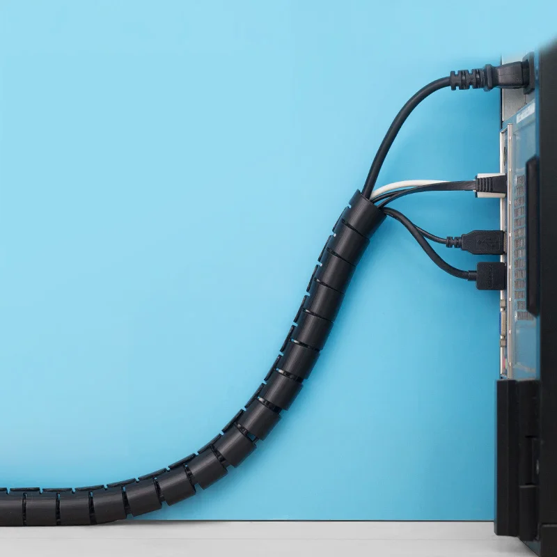 Protector de cubierta de Cable de 2m, 8/10/16/22mm, organizador de escritorio, Cable de ordenador, Clip de tubo de mordida protectora, herramientas de gestión, enrollador en espiral - imagen 4
