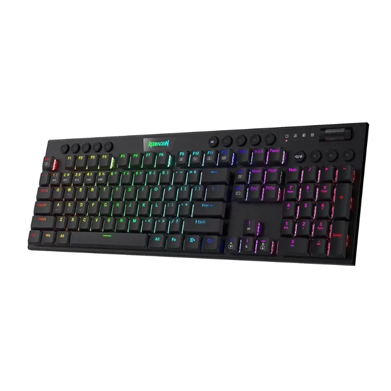 Teclado mecánico RGB inalámbrico Redragon K618 Horus, teclados para juegos Bluetooth/2,4 Ghz/con cable de perfil bajo, interruptor marrón/azul - imagen 2