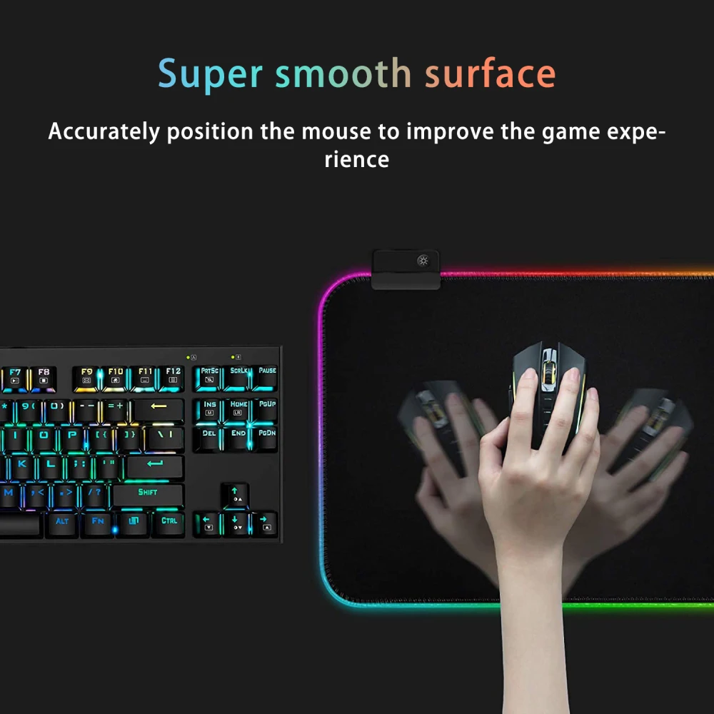 Alfombrilla de ratón para juegos de gran tamaño, alfombrilla de ratón colorida luminosa para PC, ordenador de escritorio, 7 colores, luz LED, alfombrilla de teclado para juegos - imagen 3
