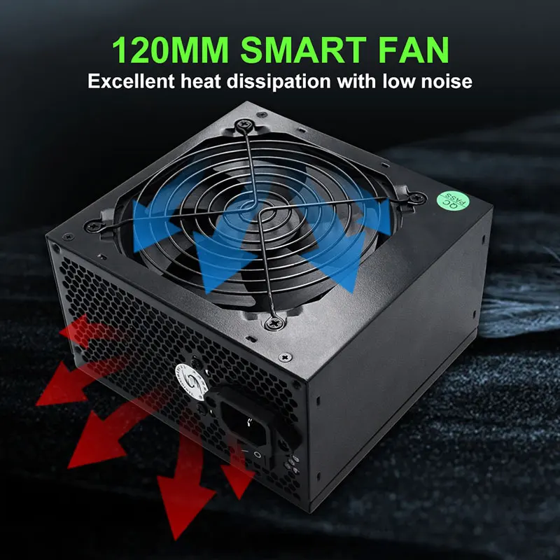 Fonte 800W PC PSU unidad de fuente de alimentación negro Gaming silencioso 120mm ventilador 24pin 12V ATX fuente de alimentación de computadora de escritorio para BTC - imagen 4