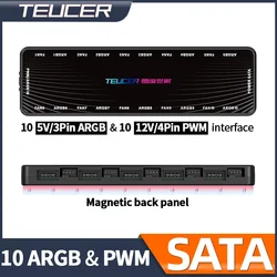 Teucer Hub ARGB PWM – Splitter 4/3 Pines SATA para PC Gaming