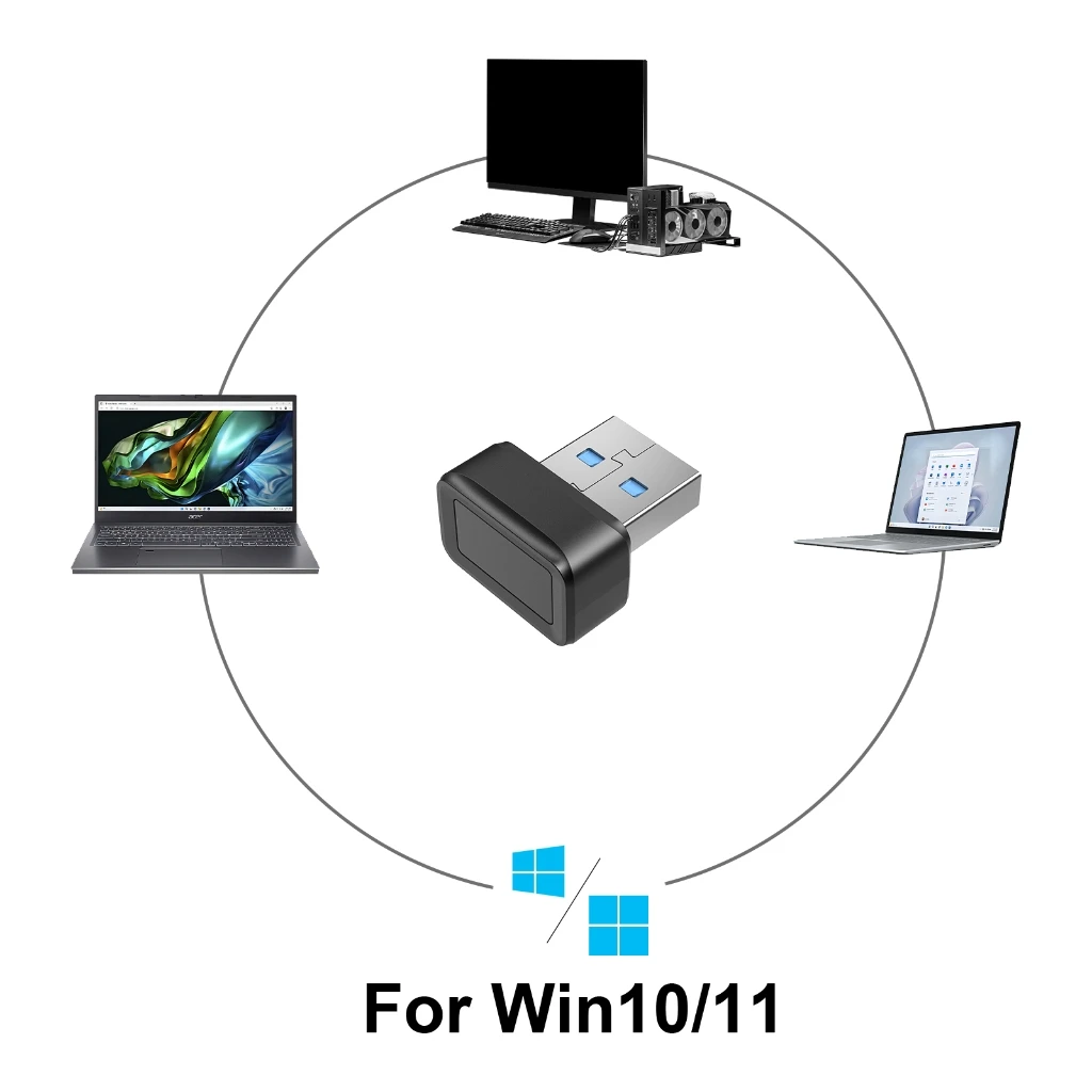 Mini ventana llave seguridad USB Hola lector huellas dactilares Control acceso confiable y conveniente detección 360 grados - imagen 3