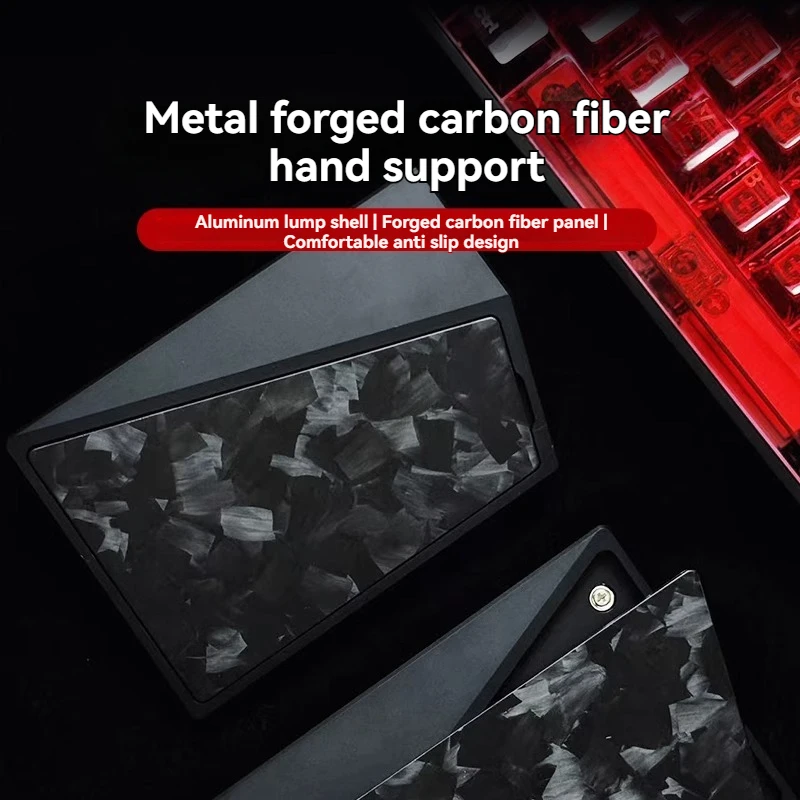 LUMINKEY-repos de manos para teclado, fibra de carbono forjada de Metal, aleación de aluminio, teclado Esports, accesorios de reposamuñecas personalizados - imagen 3