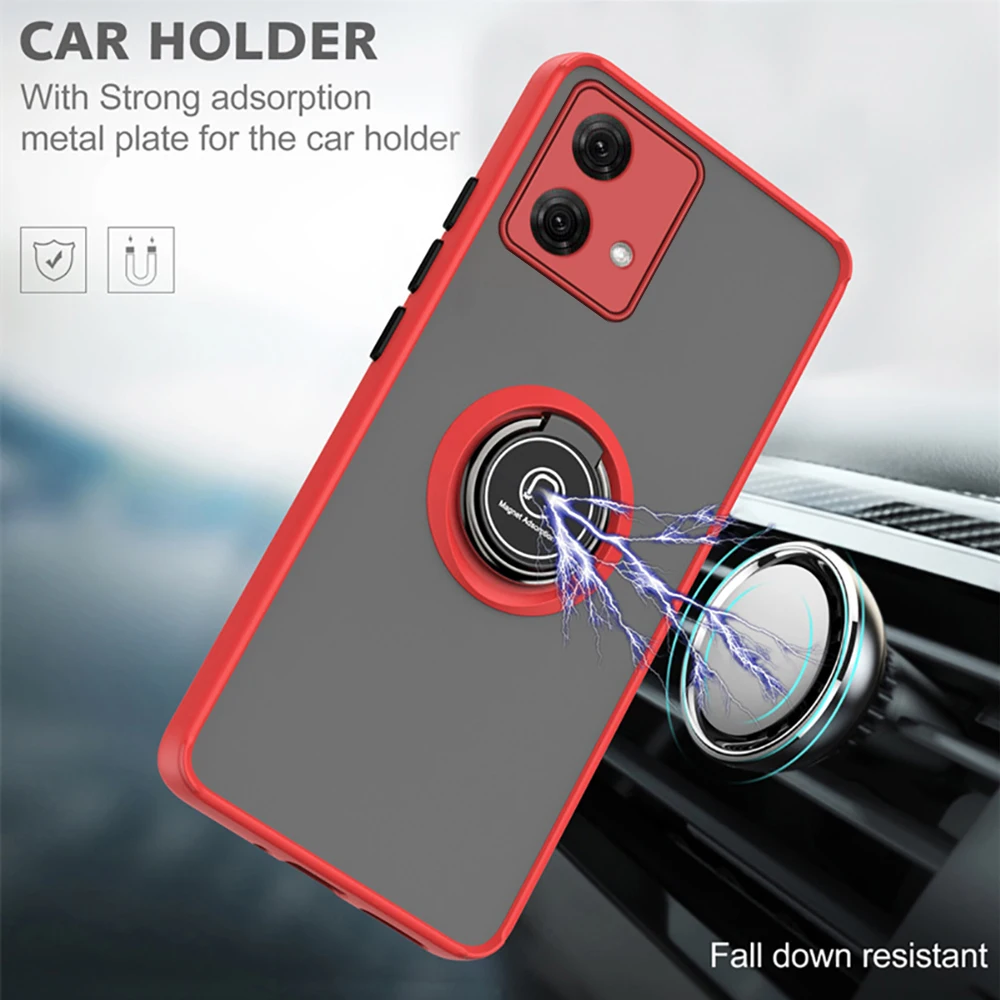 Funda rígida de PC a prueba de golpes para Motorola Moto G84 5G, carcasa de armadura Mate, Funda protectora de anillo con soporte magnético para Moto Rola G 84 84G MotoG84 5G - imagen 4