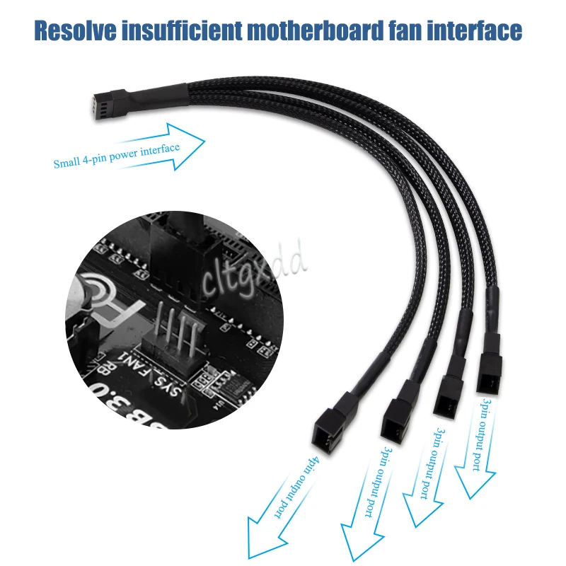 Divisor de ventilador PWM, Cable adaptador de 4 pines, 1 a 1, 2, 3, 4, divisor de ventilador de CPU para ordenador, extensión de ventilador de PC, Cable de alimentación, ventilador de refrigeración Y divisor - imagen 2