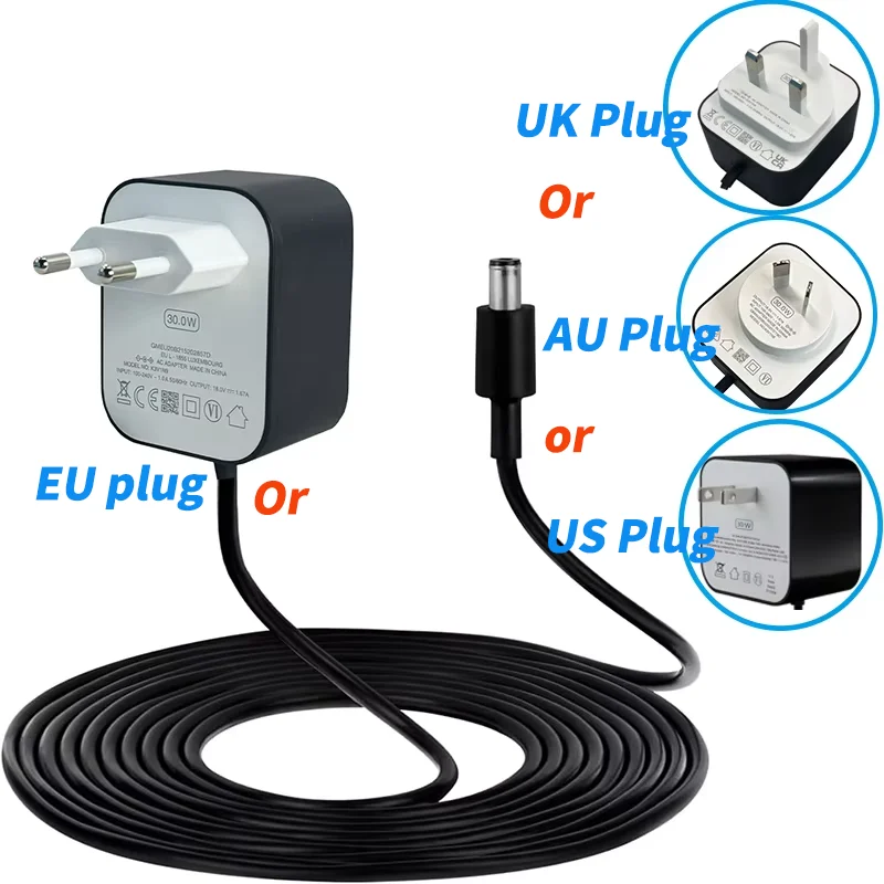 Adaptador de corriente de 30W para Echo Show 21 Echo Show 15 Echo Show 8 Echo Show 10 Echo Cable de alimentación del cargador de 4a y tercera generación 18V 1.67A