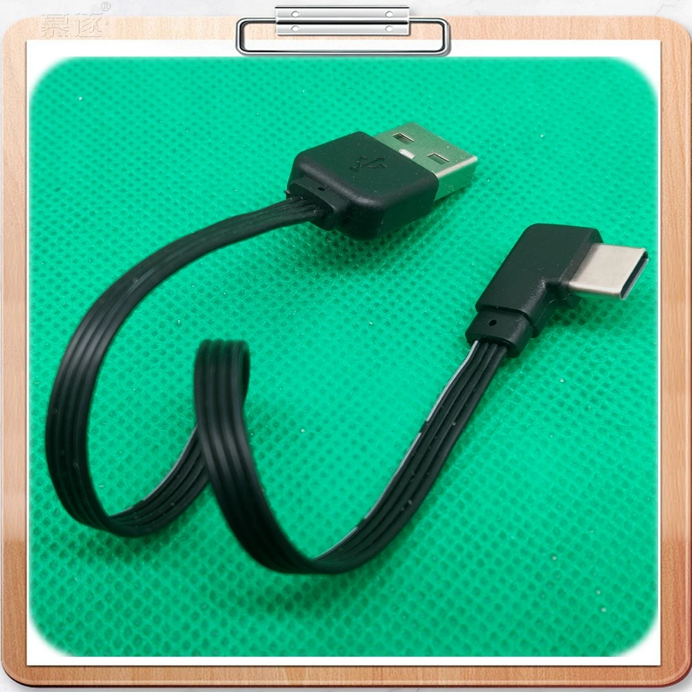 Cable USB tipo C corto, suave, 0,2 metros, 20CM, ángulo recto 90 °   Cargador de cable de datos convertidor USB tipo A a tipo C
