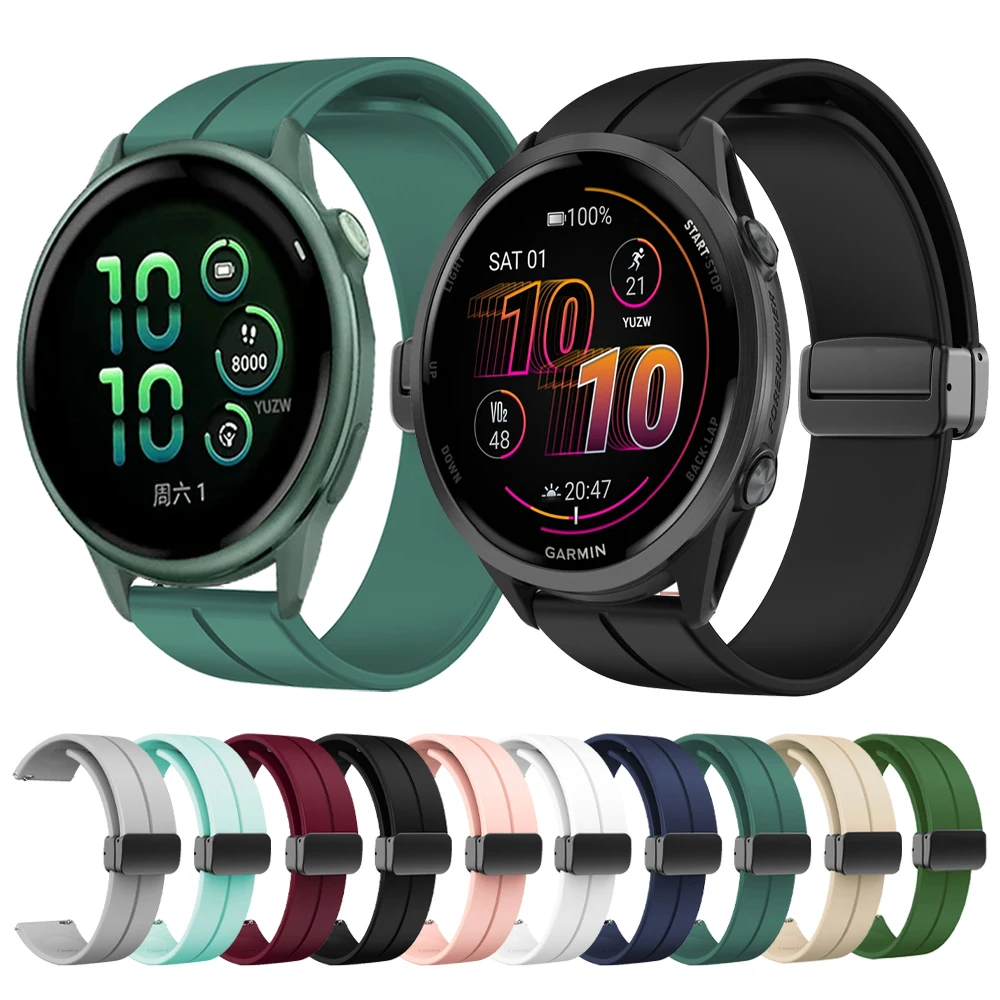 20 mm 22 mm magnetisches Uhrenarmband für Garmin testoactive 6 5/Forerunner 570 42 mm 47 mm 265 255 Correa Armband Venu 3 2 Silikonarmband