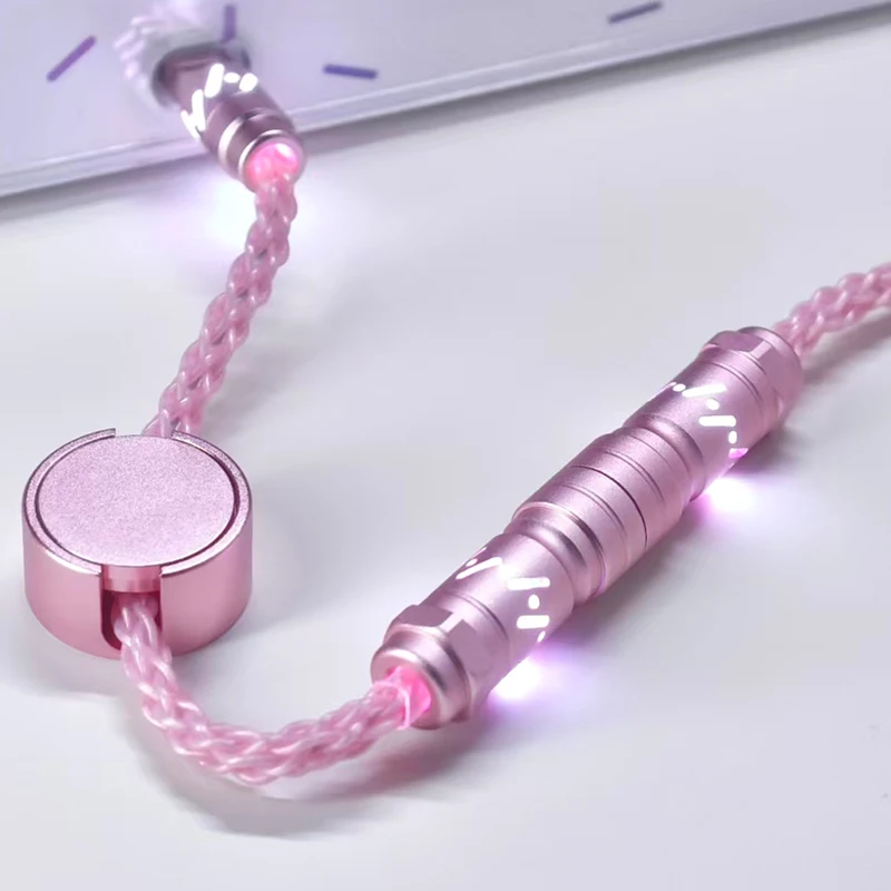 Cable enchufable de aviación Hiomu, Cable de carga de teclado de eje magnético 8K personalizado de cobre de un solo cristal RGB hueco luminoso, 1,5 m - imagen 2