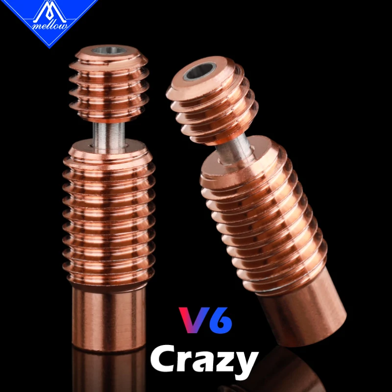 Mellow NF V6 Crazy Heat Break cobre y acero inoxidable piezas de impresora 3D boquilla garganta para bloque calentador V6 HOTEND de 1,75mm