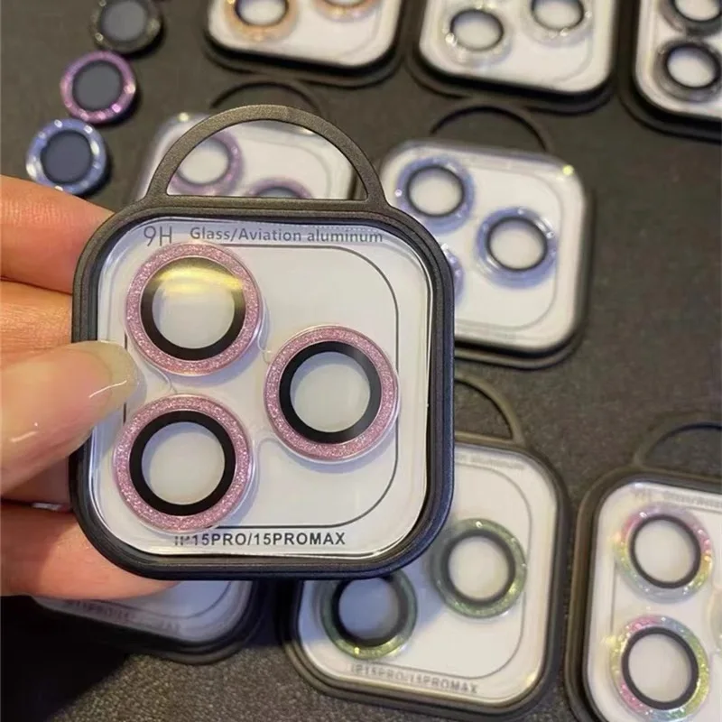 Protector de lente de cámara de cristal y Metal brillante para IPhone 15 16 17 Pro Max 12 Mini 15Pro 14Pro, cubierta de lente de anillo para mujer, 2-3 uds. - imagen 4