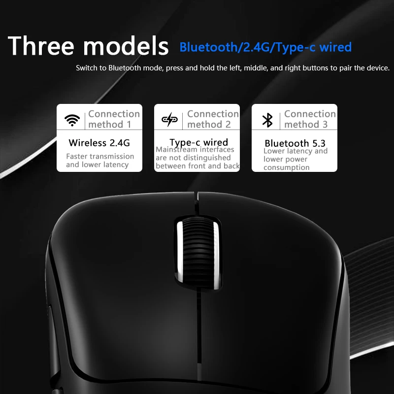 Warvank V6 PRO 55g Ratón inalámbrico Bluetooth ligero para juegos 12800DPI Conexión de 3 modos 1K ROR para juegos Hogar Oficina PS - imagen 5