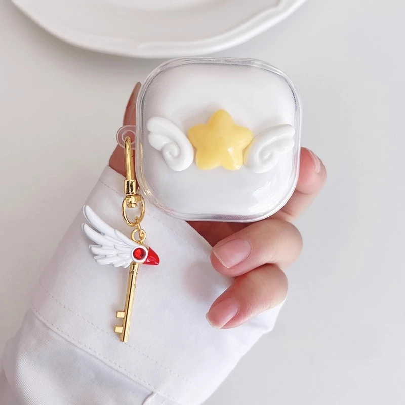 Lindo claro ﻿ Funda anticaída para auriculares Samsung Galaxy Buds 2/Buds2 pro/Buds pro/Buds live/Buds FE con llavero - imagen 2