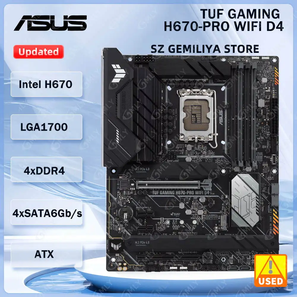 ASUS TUF GAMING H670-PRO WIFI D4 placa base Intel H670 LGA 1700 ATX PCIe 5,0 M.2 ranuras compatible con i9-14900F i7-14700F i5-12500 cpu