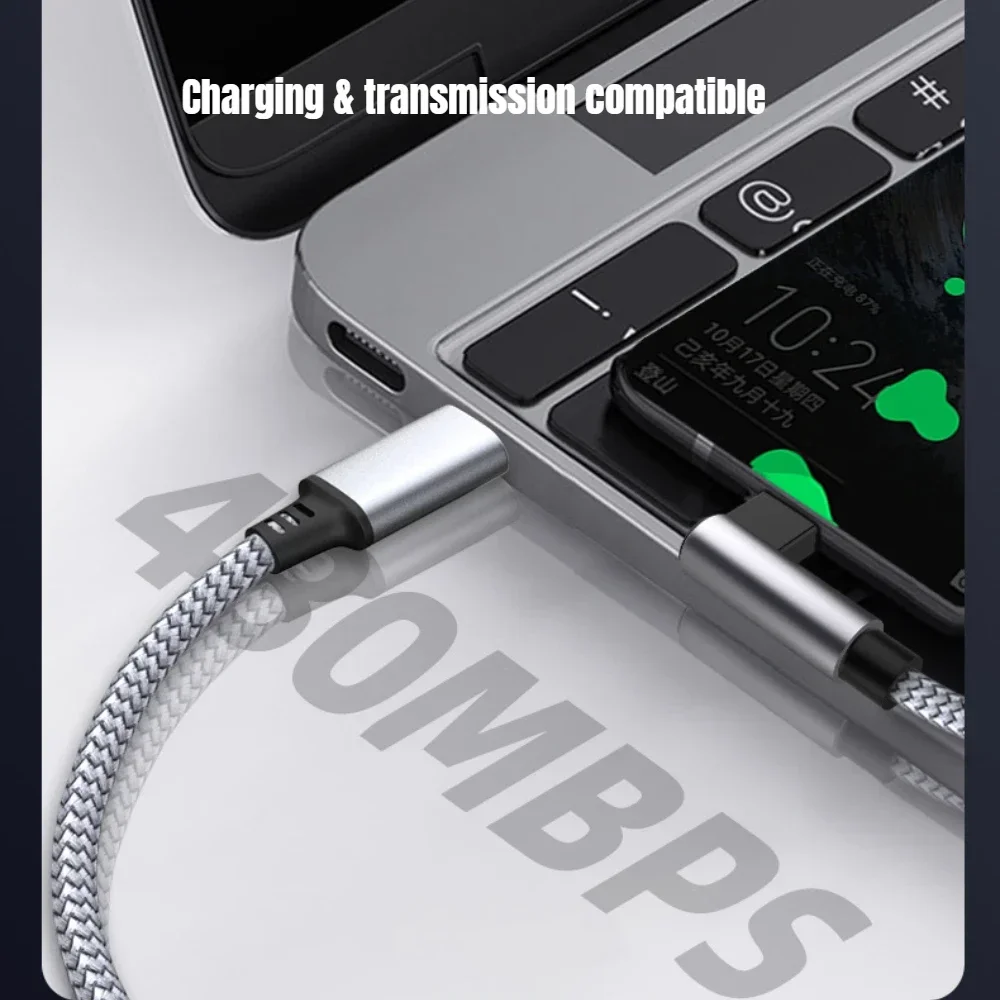 Cable USB C a USB tipo C para teléfono móvil PD 100W línea de carga rápida Cable de ángulo recto 3,0 datos de 90 grados 0,5 m/1m/2m/3m - imagen 5