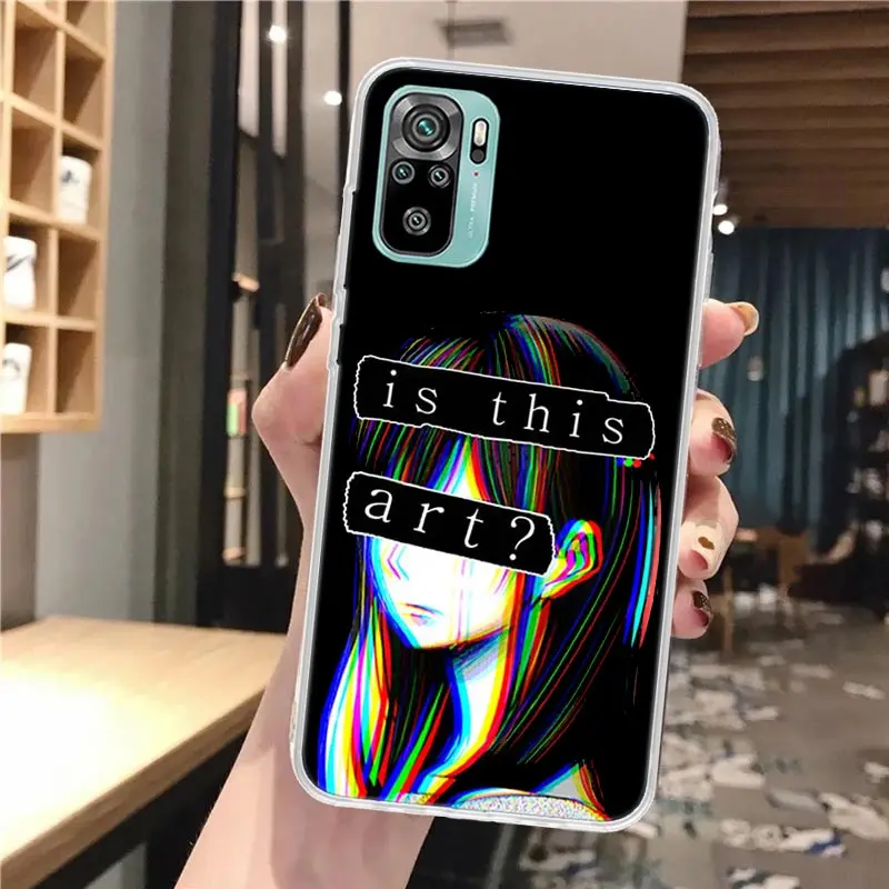 Triste Anime estético Senpai funda de teléfono de silicona para Xiaomi Redmi 12 12C 13 13C 14C 10 10A 10C 9 9A 9C 9T 8 8A 7 7A 6 6A K70 K60 K2 - imagen 3