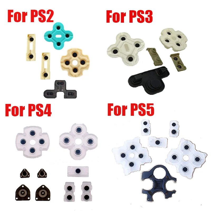 YuXi 1 Juego de almohadillas de goma conductoras para PS5 para controlador conductor PS4 botón adhesivo conductor de silicona para PS3 PS2