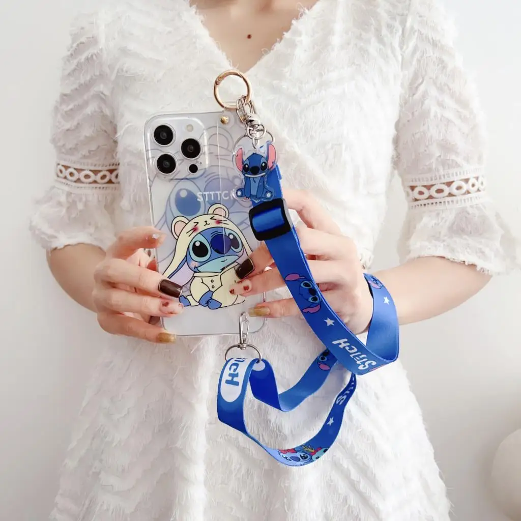 Funda de Stitch con adorno para correa de muñeca, para iPhone 14, 13, 12, 11 Pro, Xs, Max, Xs, XR, 7, 8, 6 Plus, SE 2020 - imagen 5