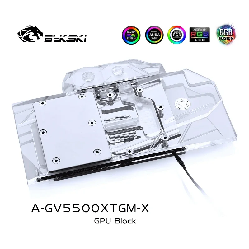 Bykski bloque de agua para GIGABYTE RX5500XT GAMING OC 8G/bloque de radiador de cobre de cubierta completa/3PIN 5V RGB/4PIN 12V RGB - imagen 2