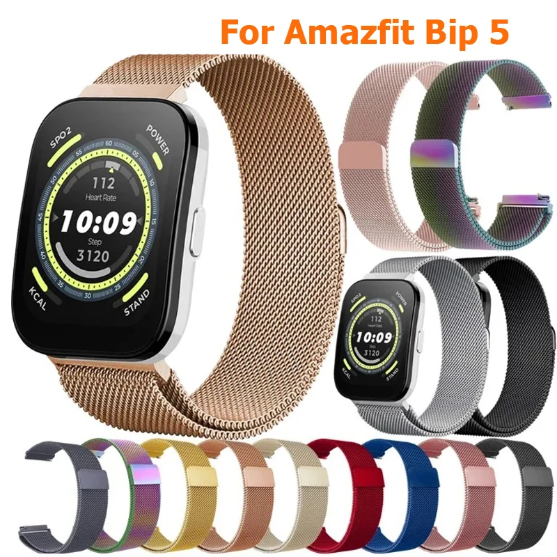 Correa de bucle milanesa para Amazfit Bip 5, repuesto de pulsera para Amazfit Bip U 3 3Pro GTS4 3 2mini GTR2 3 4 42 47mm GTR2e, 20, 22MM - imagen 2