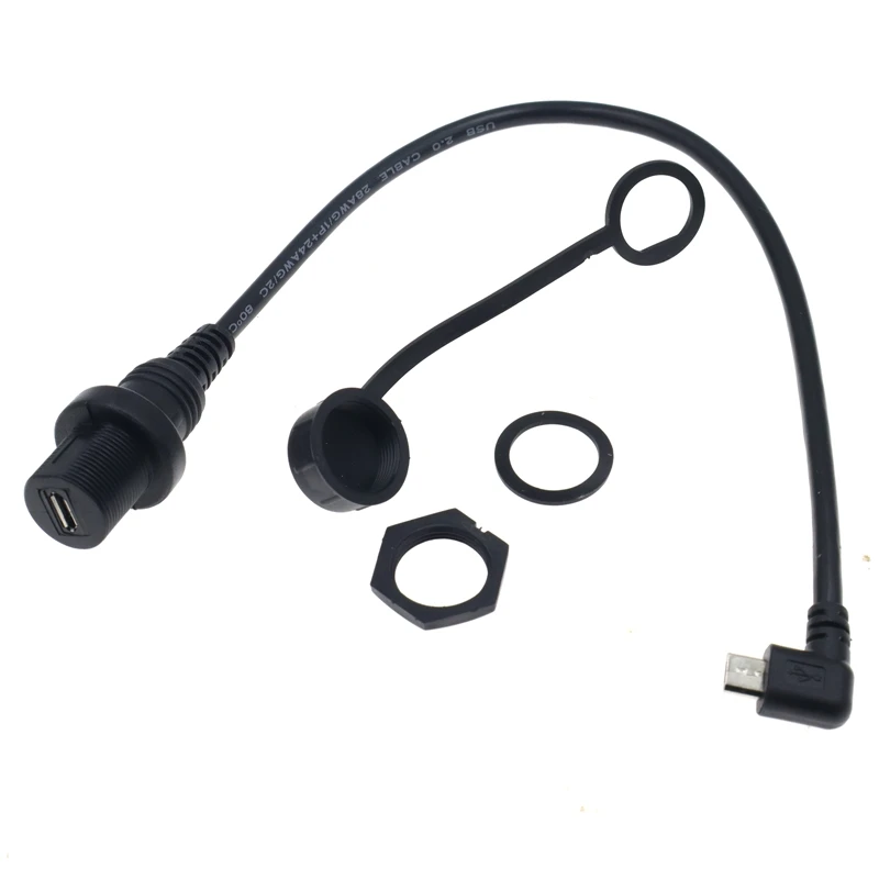 Nuevo Cable Micro USB impermeable IP67 de 0,3 m, Cable de extensión de conector impermeable de montaje en Panel Micro-USB 2,0 de 5 pines IP 67 macho a hembra - imagen 3