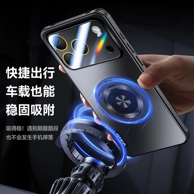 Para Iphone 17 Pro Max lente cámara película mate estuche rígido para Iphone Air 17pro Max magnético para Magsafe anillo soporte cubierta - imagen 5