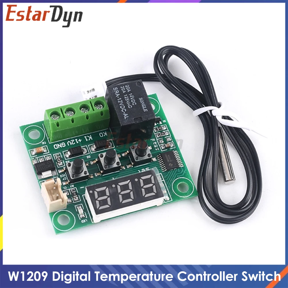 Termostato digital W1209, interruptor controlador de temperatura de 12 V CC con luz roja azul para incubadora de casero de acuario
