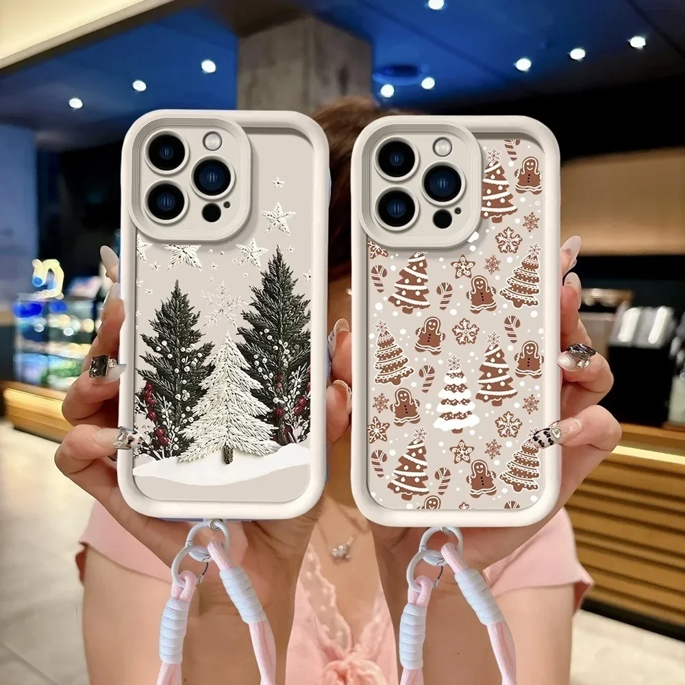 Funda con cordón de cuerda de estilo navideño de dibujos animados Ins para Xiaomi Redmi 15C 15 14C 13C 12C A5 Note 12 13 14 Pro Plus 5G 4G 10 11 10S 11S - imagen 2