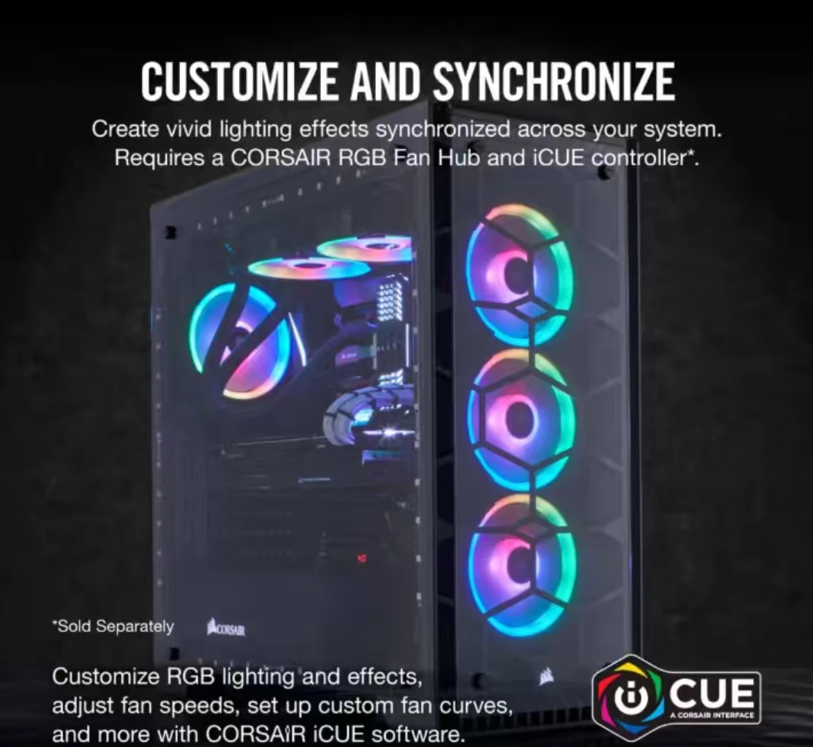 CORSAIR LL120 RGB 120mm anillo de luz doble LED ventilador PWM paquete único ventilador de caja de computadora con iluminación RGB ajustable para construcción de PC - imagen 4