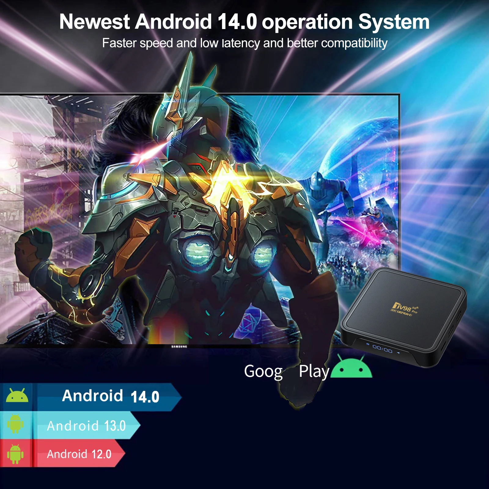 TV Box Android 14 TV98 Pro ATV Allwinner H313 Quad Core 8K Video 4K 2GB 16GB Wifi Dual BT5.2 Control remoto por voz inteligente TV Box - imagen 4