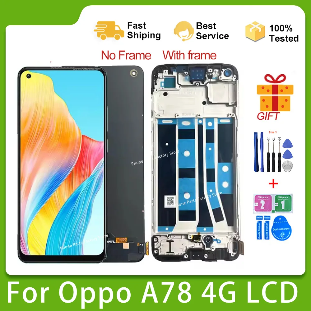 Pantalla LCD TFT/AMOLED de 6,43 pulgadas para OPPO A78 4G CPH2565, montaje de Panel de Digitalizador de pantalla táctil A78 4G, piezas de pantalla