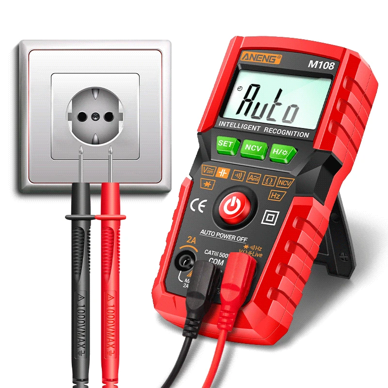 ANENG-Mini multímetro Digital M108, probador de voltaje de Corriente CA/CC sin contacto, medidor de capacitancia de resistencia, 4000 recuentos - imagen 2