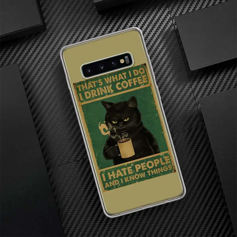 Funda de teléfono con llamada de silicona para Samsung Galaxy S23 S24 S25 Ultra S21 Plus S20 FE S22 S10 + borde Fu, cartel de gato divertido, vida diaria - imagen 2