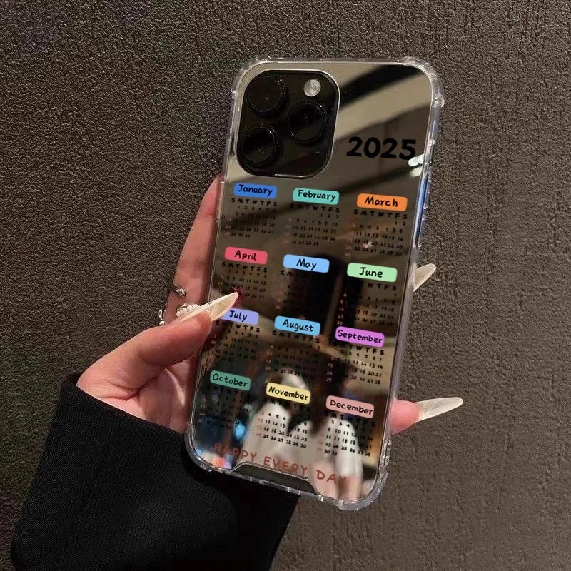Año nuevo 2025 calendario patrón espejo funda para Samsung Galaxy A06 A14 A23 A36 A52 A55 A56 S25 S24 S23 S22 Ultra Plus FE cubierta - imagen 2