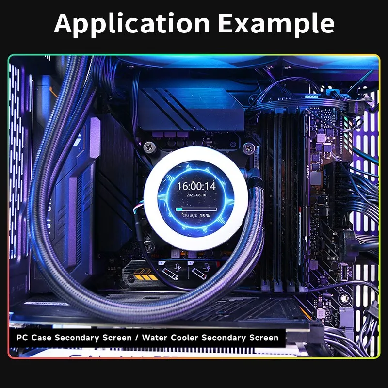 Pantalla de enfriador de agua USB de 2,8/2,1 pulgadas, pantalla secundaria de 480x480 con función de análisis de espectro de música, CPU, RAM, monitoreo de GPU - imagen 5