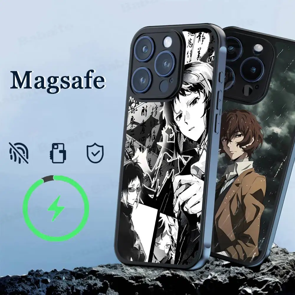 Bungo Stray Dogs funda de teléfono de Anime funda magnética para iPhone 16 14 13 12 11 15 Pro Max Plus para cubierta de carga inalámbrica Magsafe - imagen 4