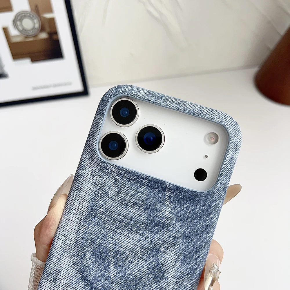 Funda de teléfono magnética de tela de cuero de lujo para iPhone 17 Air 16 15 Plus 14 13 12 Pro Max para cubierta trasera de carga inalámbrica Magsafe - imagen 3