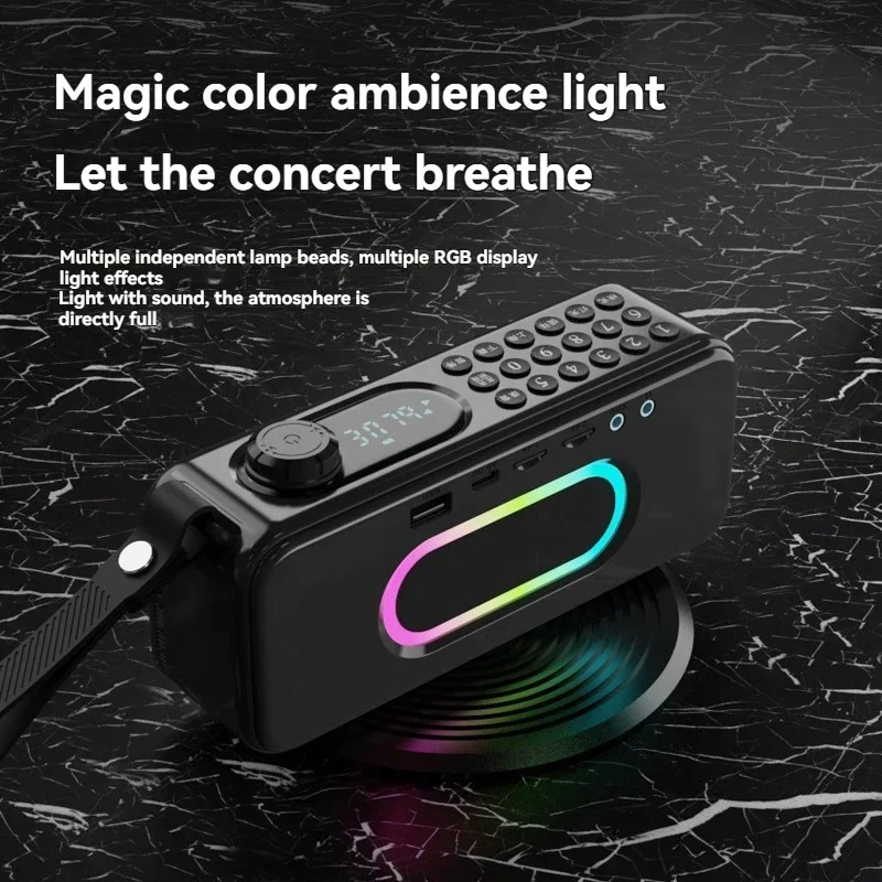 SANSUI F59 Altavoz inalámbrico Bluetooth reproductor RGB portátil para personas mayores Radio FM 3600mAh duración De la batería deportes al aire libre Caixa De Som - imagen 5