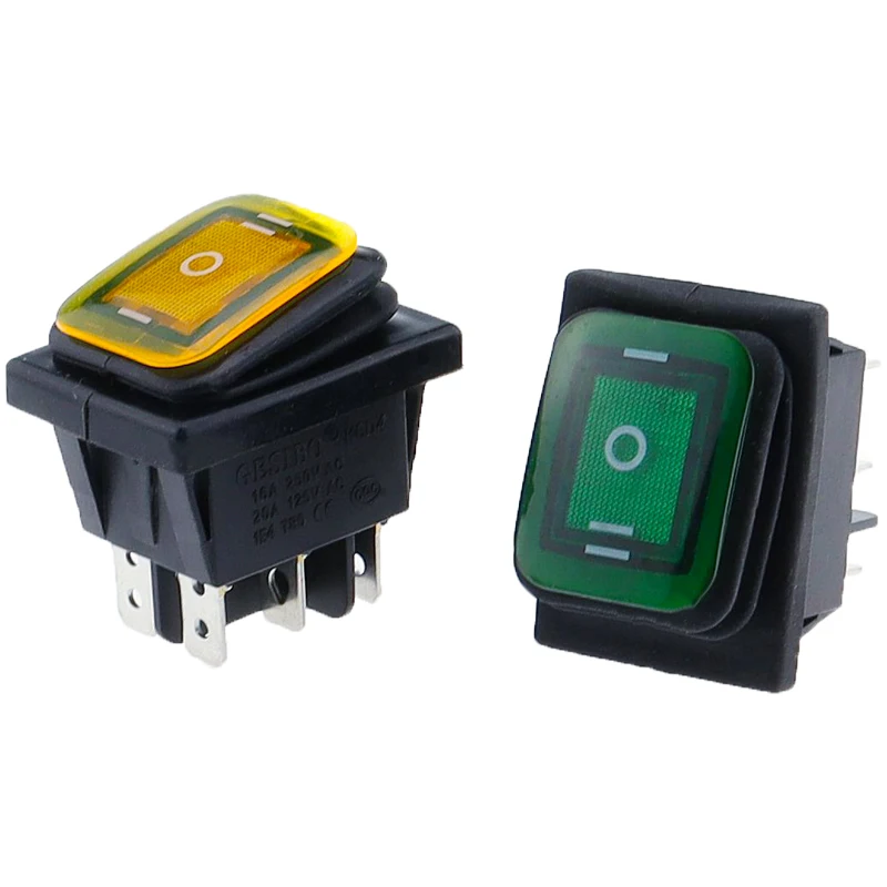 KCD4-203-interruptor basculante resistente al agua, dispositivo de 16a 250VAC, 30x22, 6 pines, DPDT, encendido y apagado, 12V, 220V, luz LED verde y roja - imagen 4