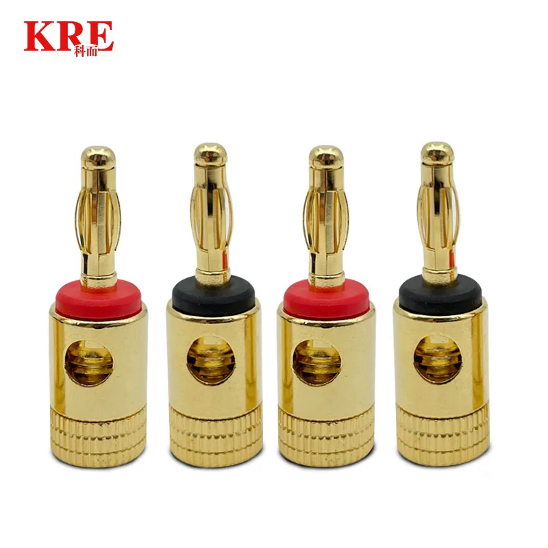 Conector de clavija de plátano chapado en oro de cobre puro de 4mm para Audio y vídeo, Kit de conectores de Terminal adaptador de Cable de altavoz, 2 uds.