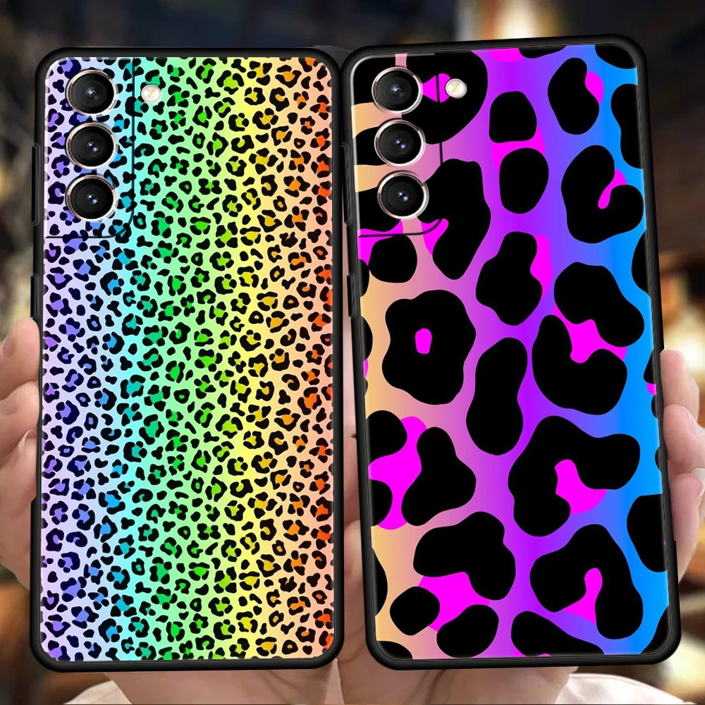 Funda de teléfono con estampado de leopardo para Samsung Galaxy S25 Edge S24 S23 S22 Ultra S20 S21 FE 5G S10 S9 Plus S10E, funda suave