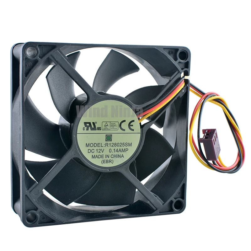 R. 128025 SM 8 cm X 80 mm X 25 mm DC12V 0.14A Ventilador de enfriamiento silencioso con monitoreo de velocidad de 3 pines para CPU de fuente de alimentación del chasis - 80x80x25 mm - imagen 2