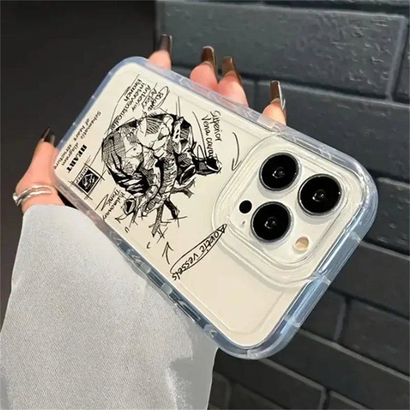 Funda de teléfono transparente con forma de corazón de fórmula para iPhone 16 11 12 13 14 15 Pro Max Mini Plus XS X XR Max 7 8 SE 3 Airbag cubierta anticaída - imagen 5