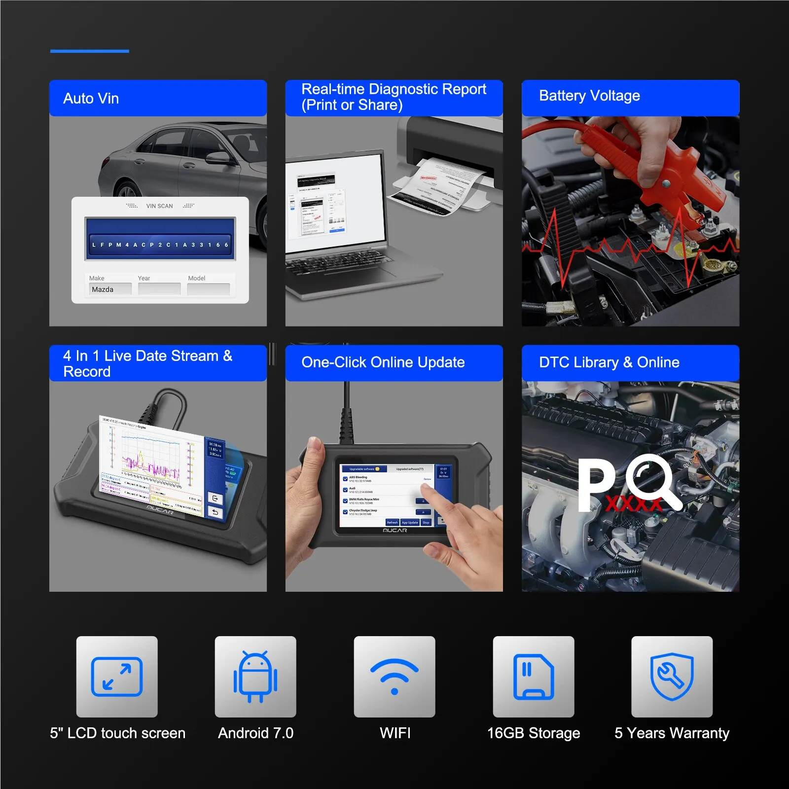 MUCAR CS6 Escáner Diagnóstico Automóvil ABS TPMS ECM - imagen 4