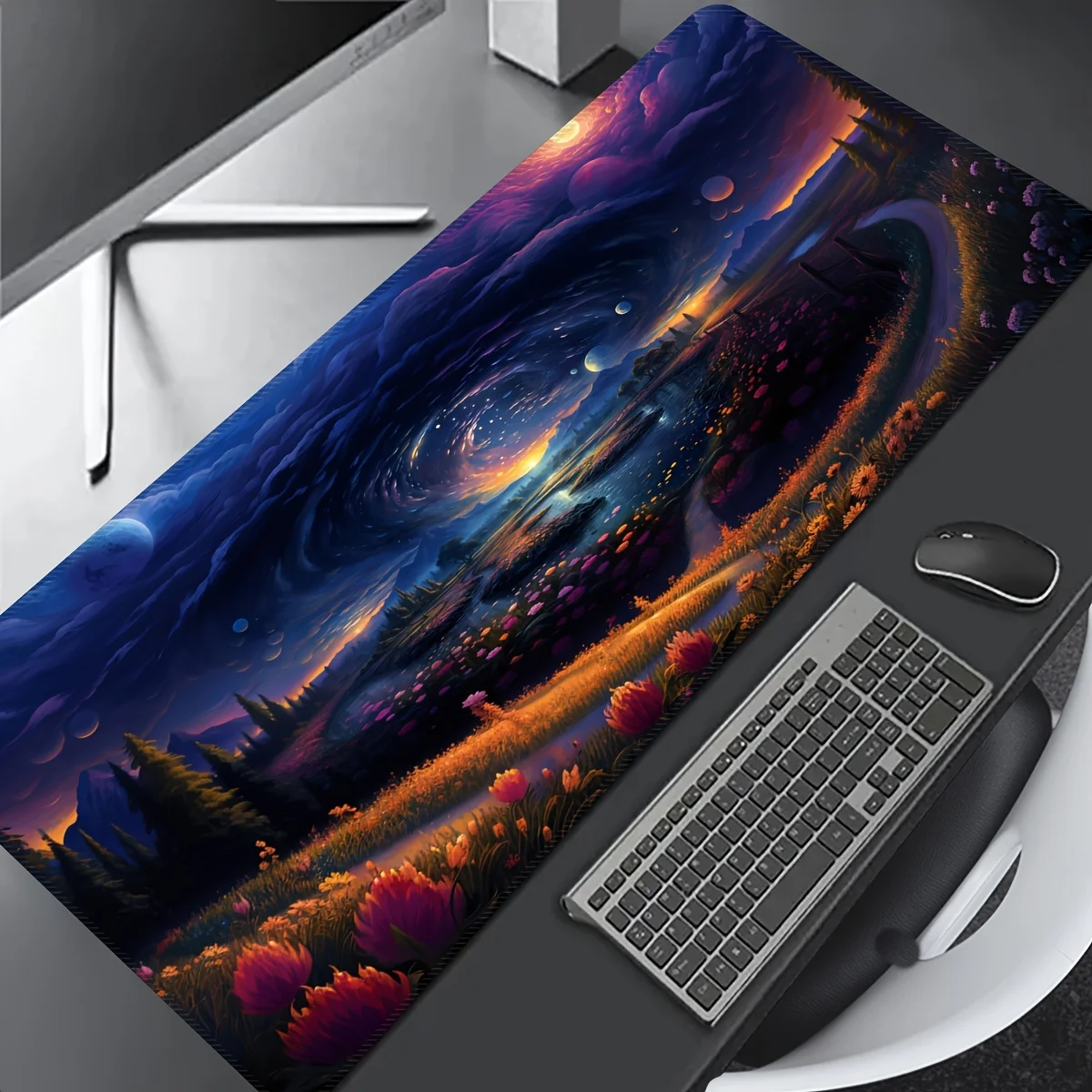 Alfombrilla de ratón de nubes giratorias de Anime, accesorios de escritorio de PC antideslizantes de goma grande, alfombrilla de ratón para teclado de oficina y jugadores, alfombrilla decorativa