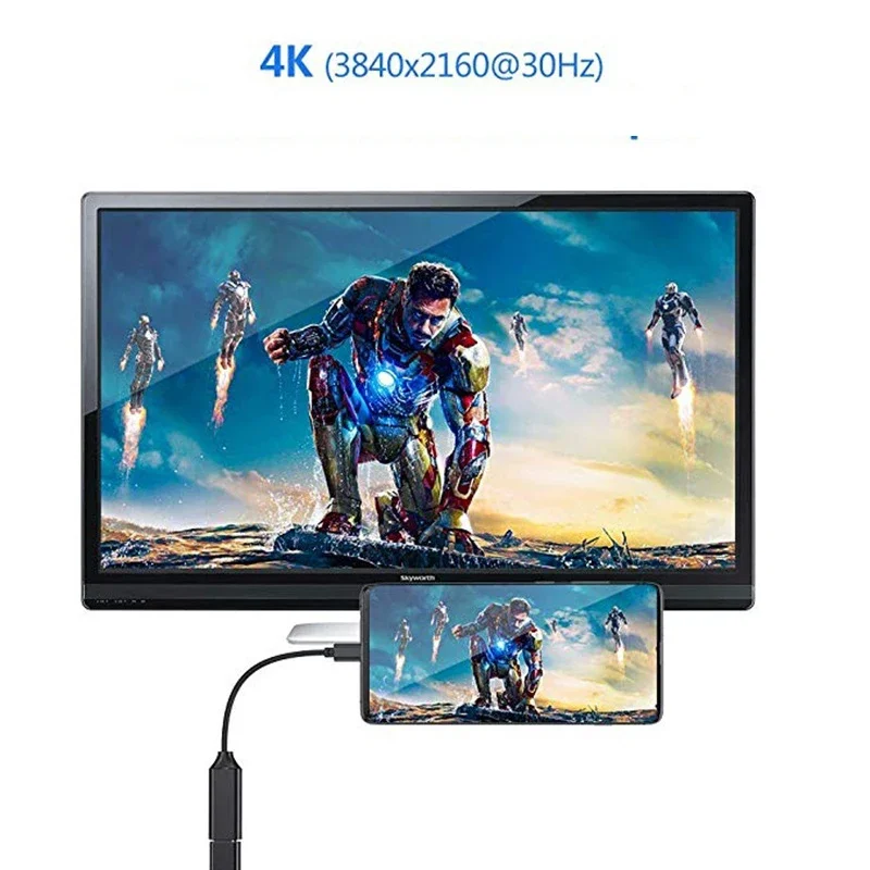 Adaptador de Cable tipo C a HDMI, convertidor Ultra HD, 4k, USB 3,1, HDTV, para MacBook, Chromebook, Samsung S8, S9 - imagen 5